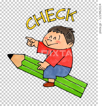 鉛筆に乗る男の子(CHECK) 122962814