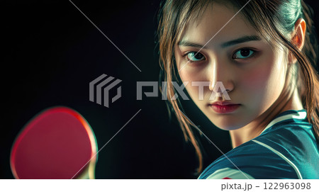 卓球選手の女性 122963098