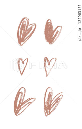Hand drawn doodle style heart set. Pencil drawing hearts design elements isolated on white background. Mocha ousse Hand drawn doodle style heart set. Pencil drawing hearts design elements isolated on white background. Mocha ousse 122963183