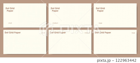 タイトルスペース付きドット方眼紙の16:9背景セット、ブルーxクリーム 122963442
