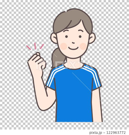 ガッツポーズするサッカー女子選手 122963772