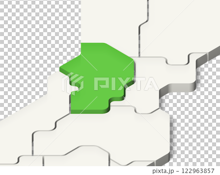 日本地図　山形県（背景透過、影付き） 122963857