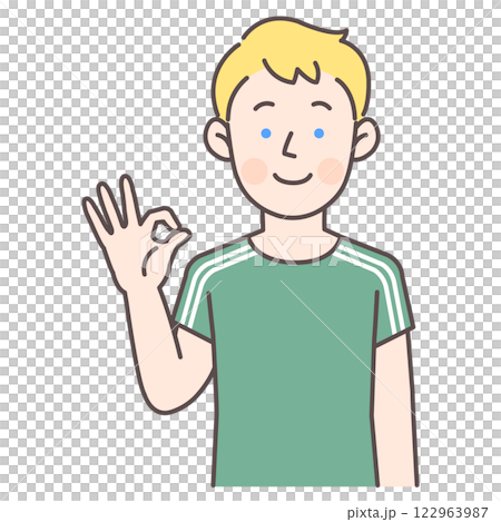 Caucasian male soccer player making an OK sign Caucasian male soccer player making an OK sign 122963987
