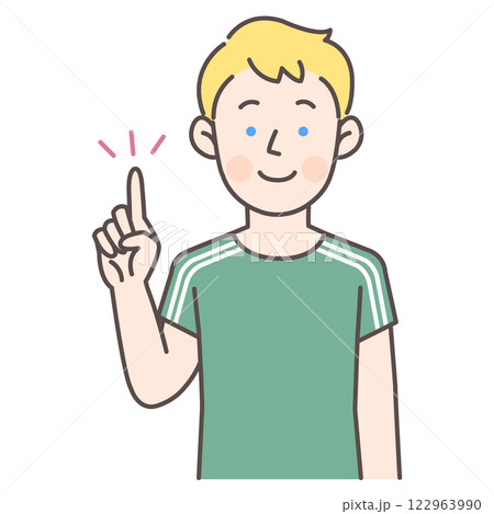 指差しするサッカー白人男子選手 122963990