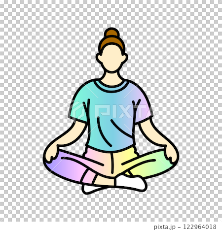 Minimalistic illustration of easy meditation pose 122964018