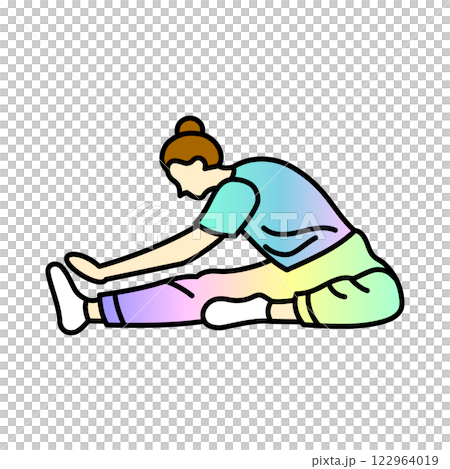 Minimalistic illustration of hamstring stretch pose 122964019