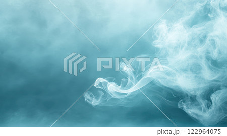 Soft dreamy smoke trails create minimalist atmosphere in blue tones 122964075