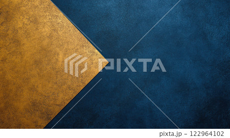 Minimalist geometric forms in gold and navy blue create striking contrast 122964102