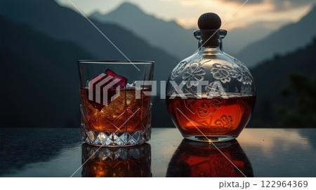 Enjoying traditional raki in the stunning Rugova Mountains of Kosovo 122964369