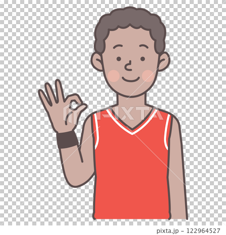 Black male basketball player making an OK sign 122964527