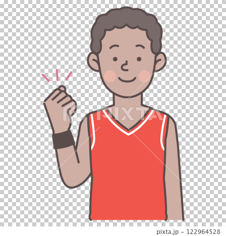 Black male basketball player pumping his fist 122964528