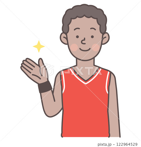 案内するバスケットボール黒人男子選手 122964529