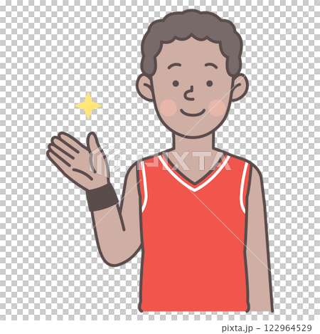 案内するバスケットボール黒人男子選手 122964529