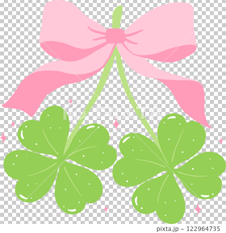 Coquette 4 Leaf Clover cherries liked with pink bow 122964735