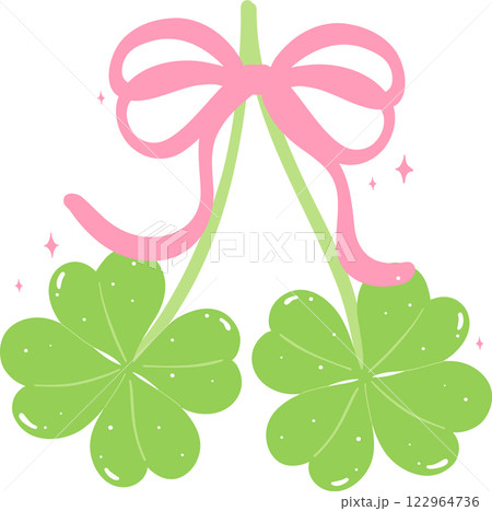 Retro Coquette 4 Leaf Clover cherries liked with pink ribbon bow Retro Coquette 4 Leaf Clover cherries liked with pink ribbon bow 122964736