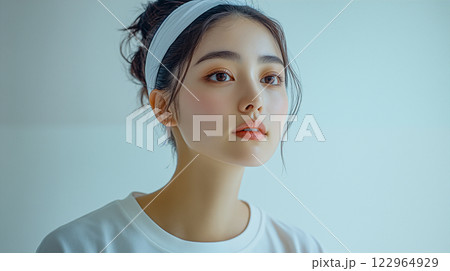 柔らかな光の中のナチュラルな女性のポートレート 柔らかな光の中のナチュラルな女性のポートレート 122964929