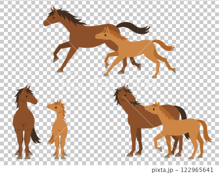 Horse and baby illustration set Horse and baby illustration set 122965641