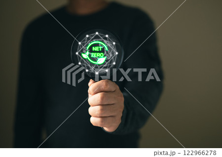 person show technology icon to save energy,and reduce global warming,ecology friendly investment,ESG environment social governance,nature green Business Innovation and Sustainable Development concept 122966278
