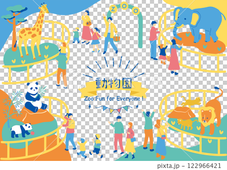 人們在動物園玩耍 人們在動物園玩耍 122966421