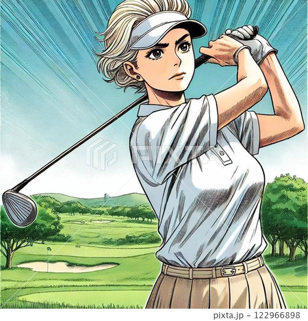 ゴルフをする女性 122966898