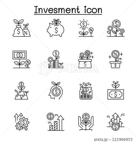 investment icon set in thin line style investment icon set in thin line style 122966955