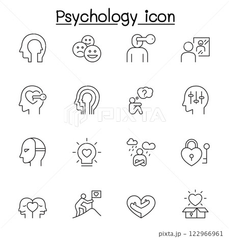 Psychology icon set in thin line stlye 122966961