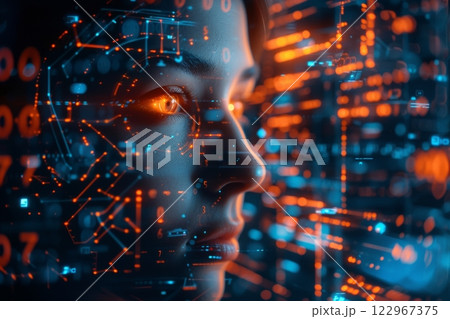 a digital art photo representing AI and cybersecurity 122967375
