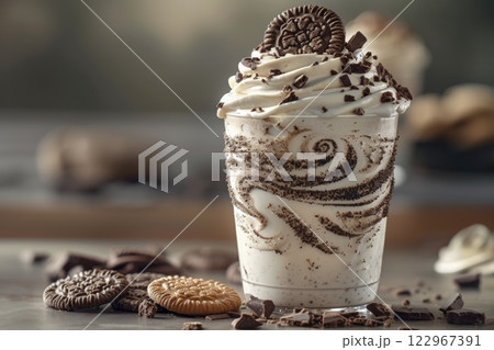 a cookies and cream milkshake on the table 122967391
