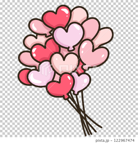Heart shaped balloons Hand drawn illustration Valentines day style pastel color isolated on transparent background, perfect for valentines day gifts, nursery decorations Heart shaped balloons Hand drawn illustration Valentines day style pastel color isolated on transparent background, perfect for valentines day gifts, nursery decorations 122967474