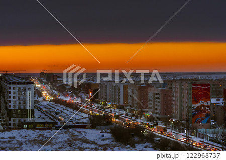 Cityscape sunset horizon. High quality photo Cityscape sunset horizon. High quality photo 122968737