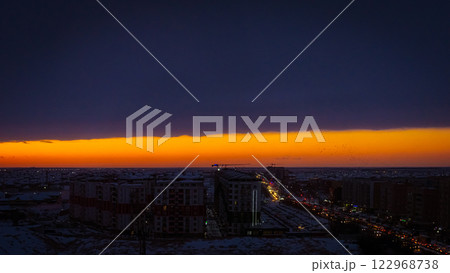Cityscape sunset horizon. High quality photo Cityscape sunset horizon. High quality photo 122968738