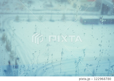 Rainy window view. High quality photo 122968780