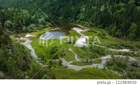 Aerial view of beautiful forest mountain landscape 122969030