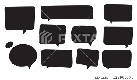Hand drawn speech bubble silhouettes Hand drawn speech bubble silhouettes 122969376