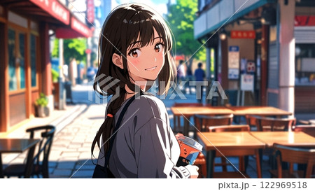 カフェでコーヒーを飲む女性 カフェでコーヒーを飲む女性 122969518