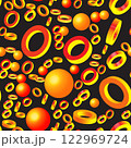 Abstract Golden Rings and Balls on Black 122969724