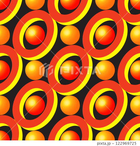 Abstract Golden Rings and Balls on Black Abstract Golden Rings and Balls on Black 122969725