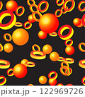 Abstract Golden Rings and Balls on Black 122969726