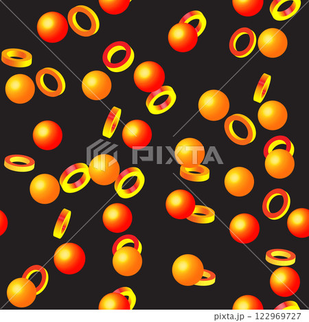 Abstract Golden Rings and Balls on Black Abstract Golden Rings and Balls on Black 122969727