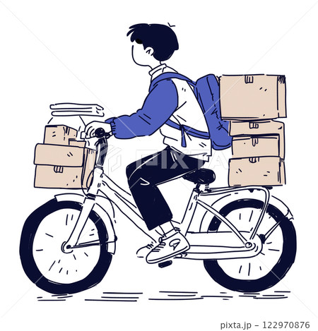 大量の荷物を自転車で運ぶ 122970876