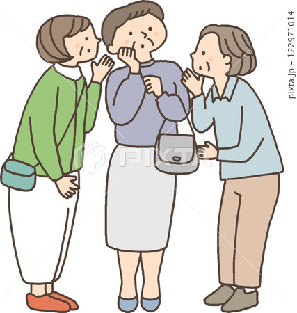 井戸端会議をするシニア女性たち 122971014