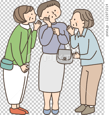 井戸端会議をするシニア女性たち 122971014