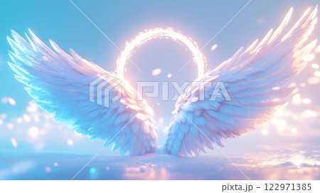 天空を彩る天使の神秘と静けさのシーン 天空を彩る天使の神秘と静けさのシーン 122971385