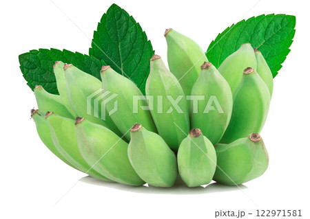 Banana comb green isolated on white background Banana comb green isolated on white background 122971581