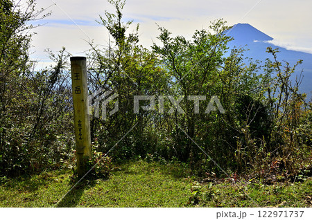 御坂山地の王岳山頂より望む夏の富士山　山梨百名山 122971737