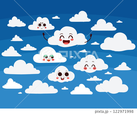 Illustration Of Cute Little Cloud Cartoon Characters Illustration Of Cute Little Cloud Cartoon Characters 122971998