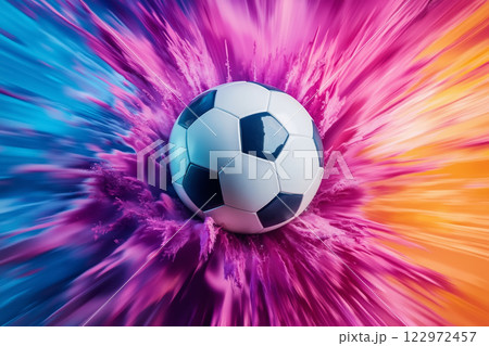 A soccer ball on a colorful background 122972457