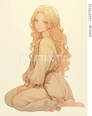 中世ヨーロッパ風　パジャマ姿の美しい女性 122973018