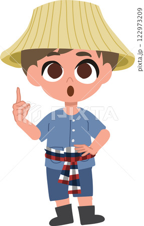 cute farmer cartoon with agriculture advice, farming tips, rural life,  farmer offering farming advice, 122973209