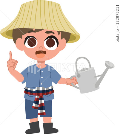 cute farmer cartoon with agriculture advice, farming tips, rural life,  farmer offering farming advice, 122973211